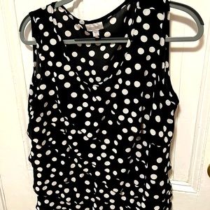 Avenue sleeveless polkadot black and white top